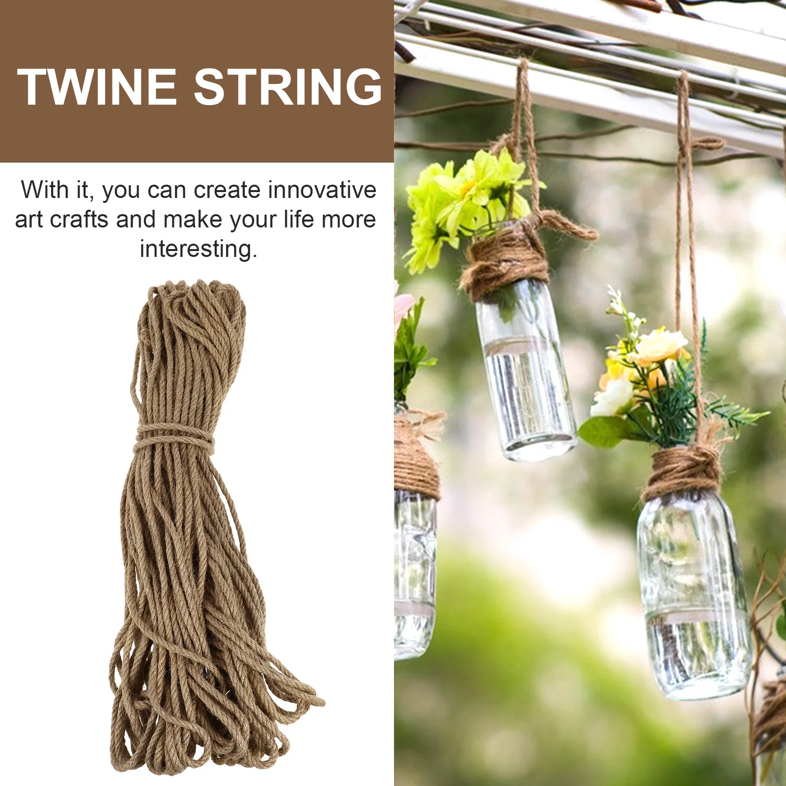 

50 Meters Cat Tree Jute Rope Natural Twine Cord Durable DIY Handmade Garden Ornament Party Decoration Craft Gift