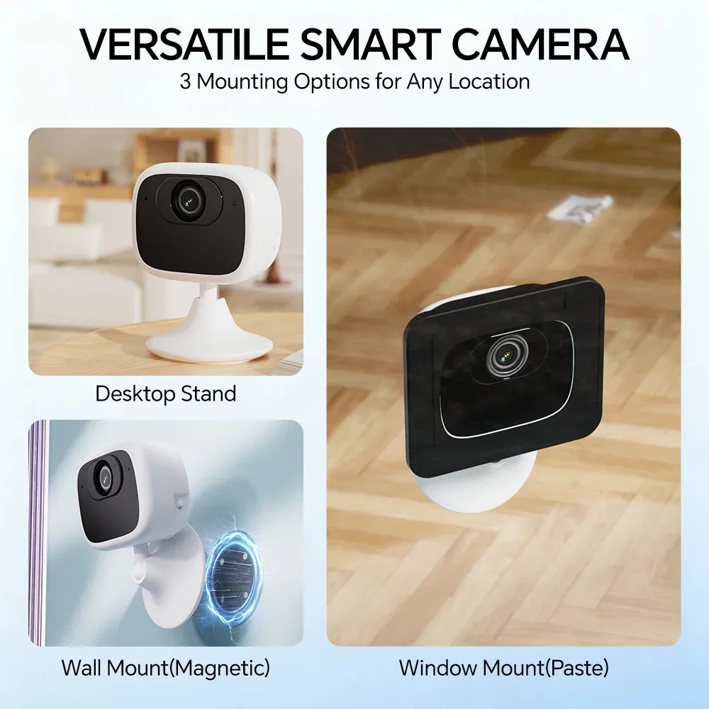 4MP Mini Smart WiFi Indoor Security Camera Full Color Night Vision Motion Detection Two Way Audio With Bracket