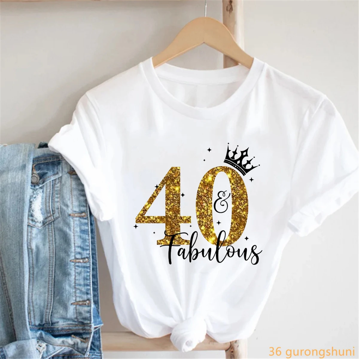 Doré 30th/40th fabuleuse lettre imprimée T-Shirt femmes fête d'anniversaire mode T-Shirt Femme été hauts à manches courtes T-Shirt