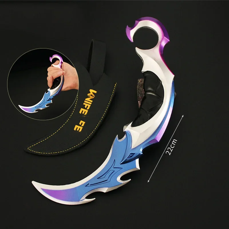 22cm Valorant Reaver EP 5 Karambit Claw Knife Toy Sword Cosplay Metal Weapon Model Kids Toy Gifts for Boys with Holster