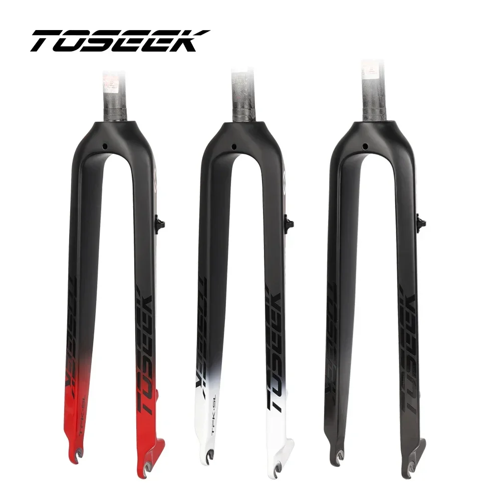 TOSEEK Carbon Fiber MTB XC Bike Fork 26 27.5 29 inch Straight Tube Bike Hard Fork 560g Carbon Framework Front Fork for Bicycle