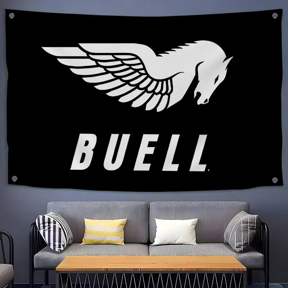 Retro B-Buell Motorcycles Flags Flags for Room, Bedroom, Home, Outdoor, Wall Hanging, Concert Print, Art Banner