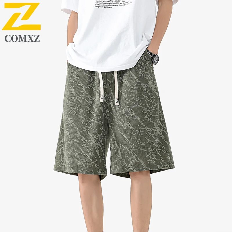 

Новые летние спортивные шорты для мужчин: модные уличные вельветовые шорты с эффектом тай-дай, на шнурке, для работы, спортзала, бега, тренировок, широкие брюки-бермуды