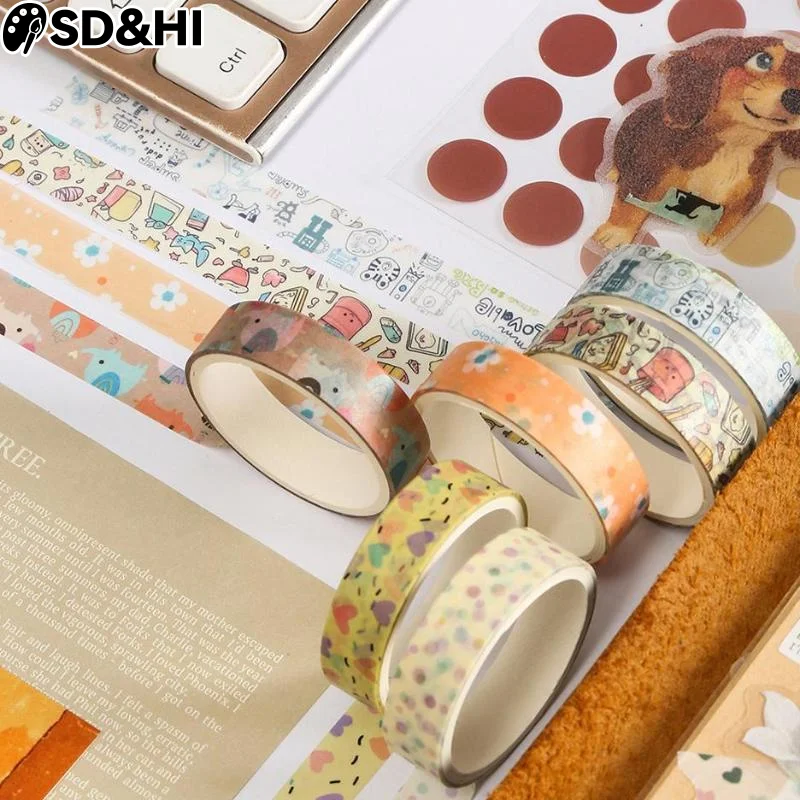 

5Roll Romantic Flowers Bows Stars Washi Tape INS Style DIY Decorative Tape Supplies Planner Diary Ledger Decoration Supplies