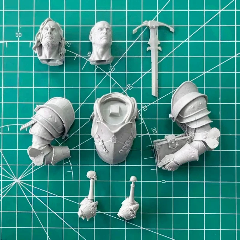 Kit de modelo de busto de resina fundida a presión, escala 1/12, 85mm, estatua de guerrero Knightly Order con 2 cabezales sin montar y sin pintar