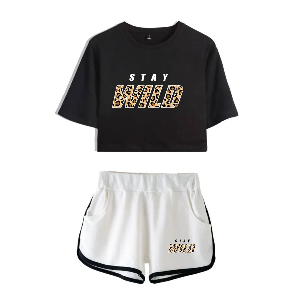 Ben Azelart Stay Wild Vintage 90s logo Merch Tops Two Piece Set Shorts+Lovely TShirt Fashion Streetwear Harajuku Outwear