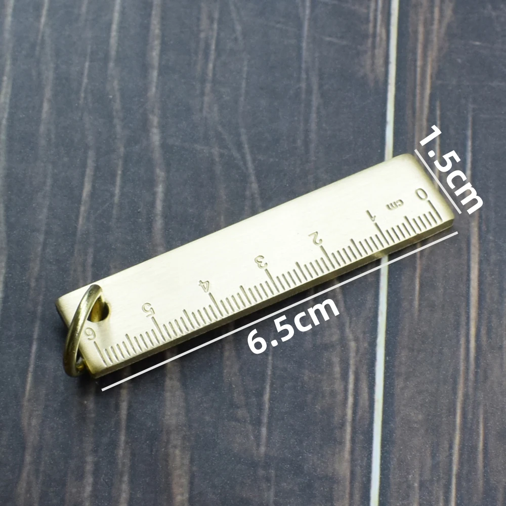 Mini Portable Golden Brass Ruler With Hang Vintage Metal Measure Tools Small Stationery Accessories 6cm Scale Straightedge Gift