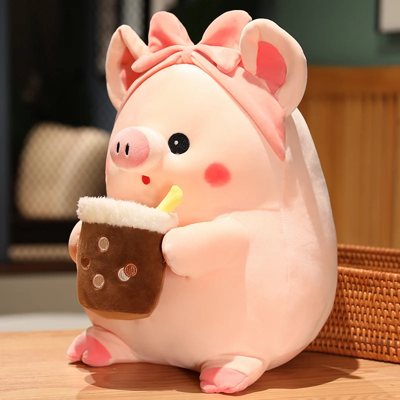 Kawaii Pink Pig Plush Toy Stuffed Animal Boba Pig Soft Doll Pillow Kids Toys Birthday Christmas Gift for Girl