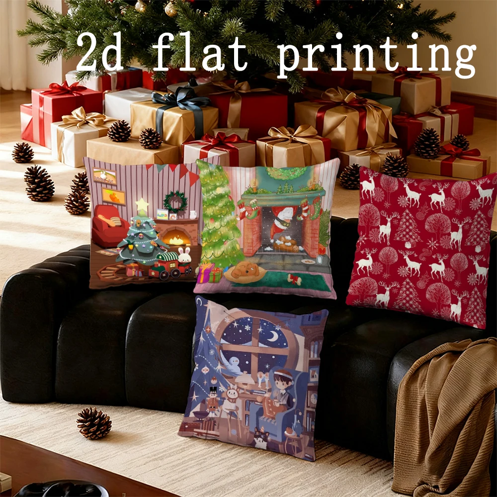 

Home Decor Christmas-Themed Digital-Printed Pattern Cushion Cover Suitable For Sofa Bedroom Car Pillow Cover