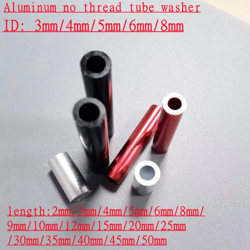 10pcs Alumium tube  M3 M4 M5 M6 m8 *2 to 50mm Aluminum washer bushing round hollow no thread standoff spacer