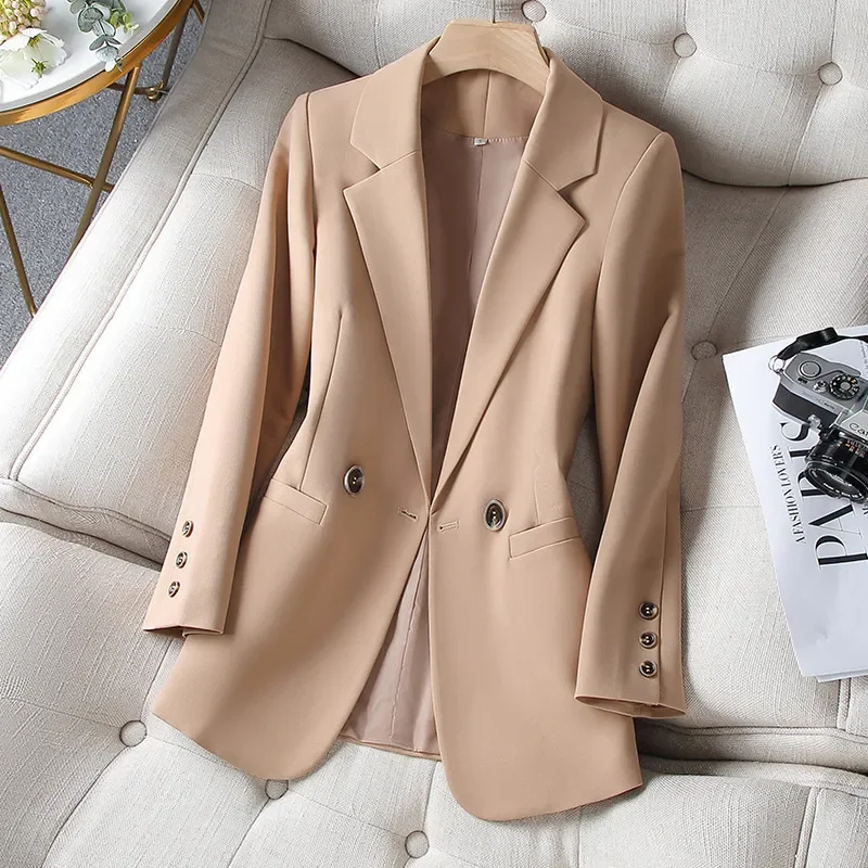 

Women Coat Spring Autumn Khaki Suit New Fashion Korean Long Sleeve Blazers Woman Jacket Casual Office Ladies Blazer Tops