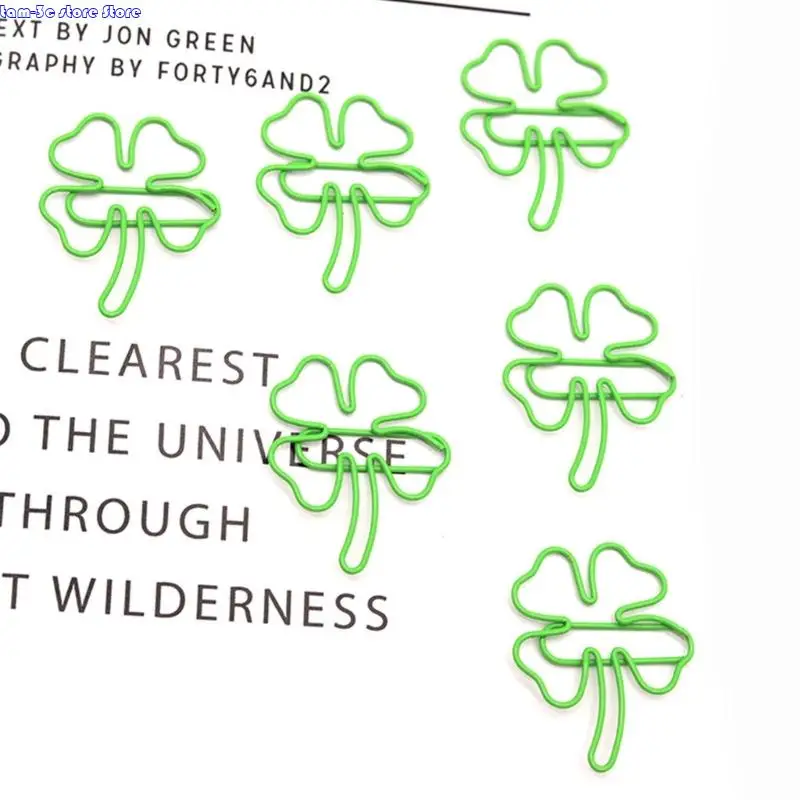 100 Pcs Decorative Paper Clips Four Leaf Clovers Paper Clip Bookmarks Metal Paperclips Creative Planner Clips for Office