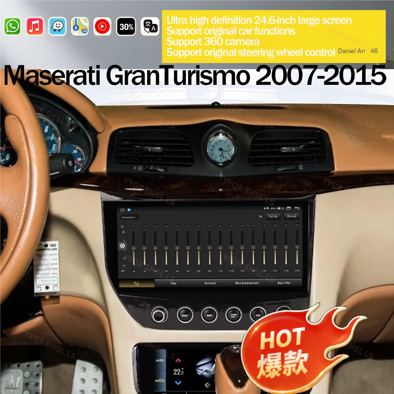 Qualcomm Car Multimedia Head Unit 10.33 Inch Android 13 Car DVD Player Stereo Radio with Knobs for Maserati GT 2007-2015