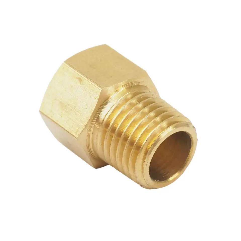 Produktbild von Fyearfly Messing-Adapter 1/4" BSPT-Außen- Auf 1/4" NPT-Innengewinde – Für Manometer, Rohrverbindungen, Wasser, Gas & Öl