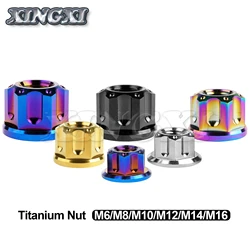 Xingxi Titanium Hex Flange Nuts Ti M6 M8 M10 M12 M14 M16 Nut Screws Bolts for Motorcycle Bicycle Bike  Accessories Bike Brake