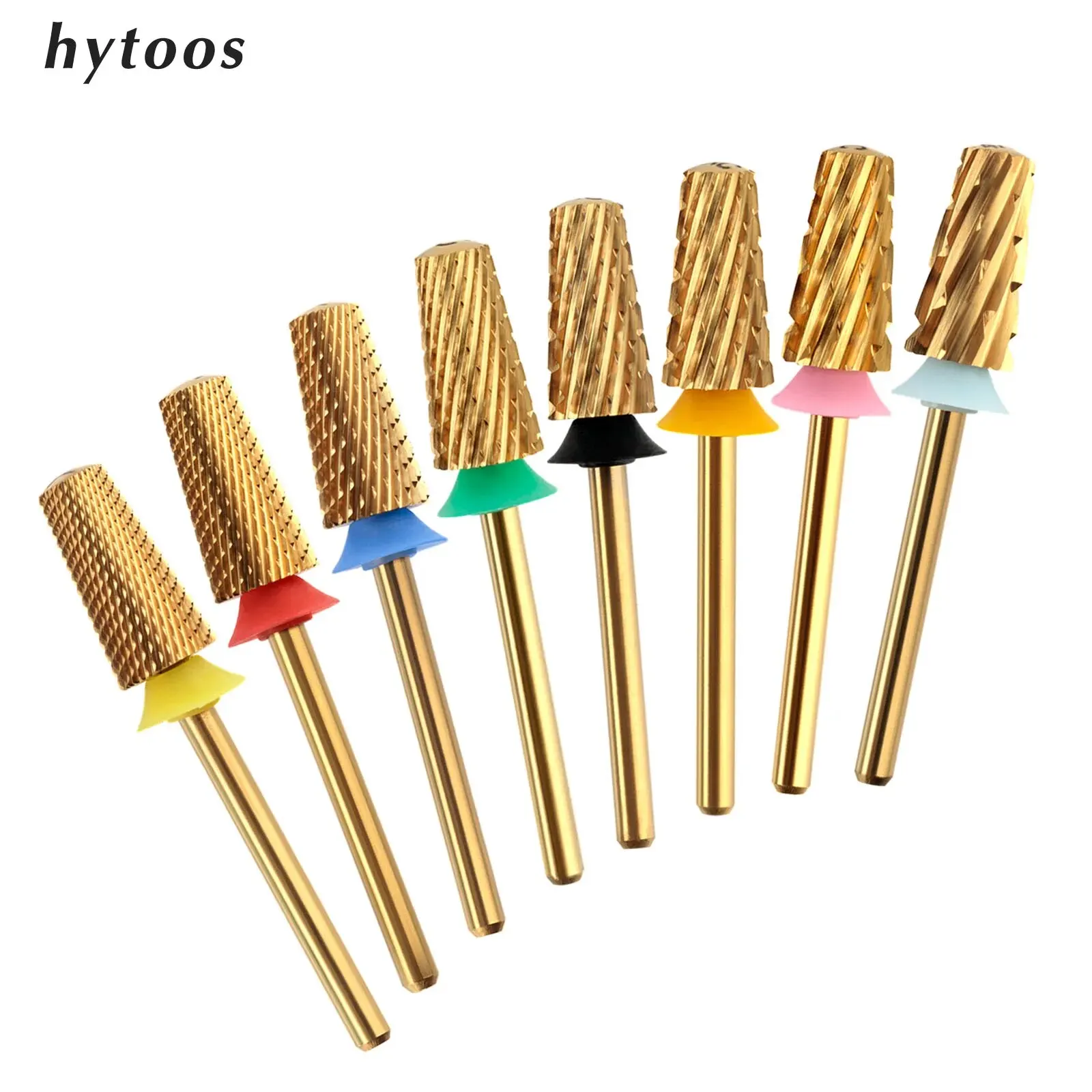 HYTOOS Titanium Safety Tapered Nail Drill Bits 3/32 Carbide Smooth Top Manicure Bit Remove Gel Drills Accessories Tool Supplier