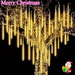 Outdoor  Meteor Shower Christmas Lights 8/10 Tubes 192 Led Hanging String Lights for Garden Tree Holiday Party Decoation Lamp