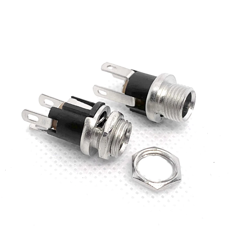 

10PCS DC025M DC Power Connector 5.5 * 2.1mm With Nut DC Socket Adapter 5521 Male 0.5A/30V Panel Mounting Connector