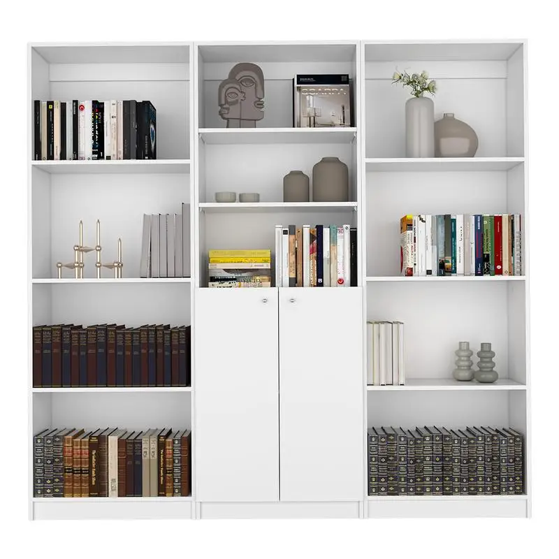 

3-Piece Living Room Set with Bookcases, White Finish