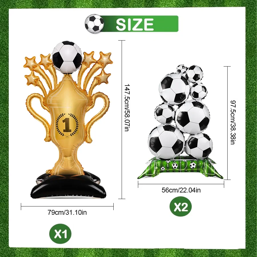 Soccer Trophy Large Standing Foil Balloons Kit for Sports Football Theme Birthday Party Decoration Supplies Gift Photo Props view 2
