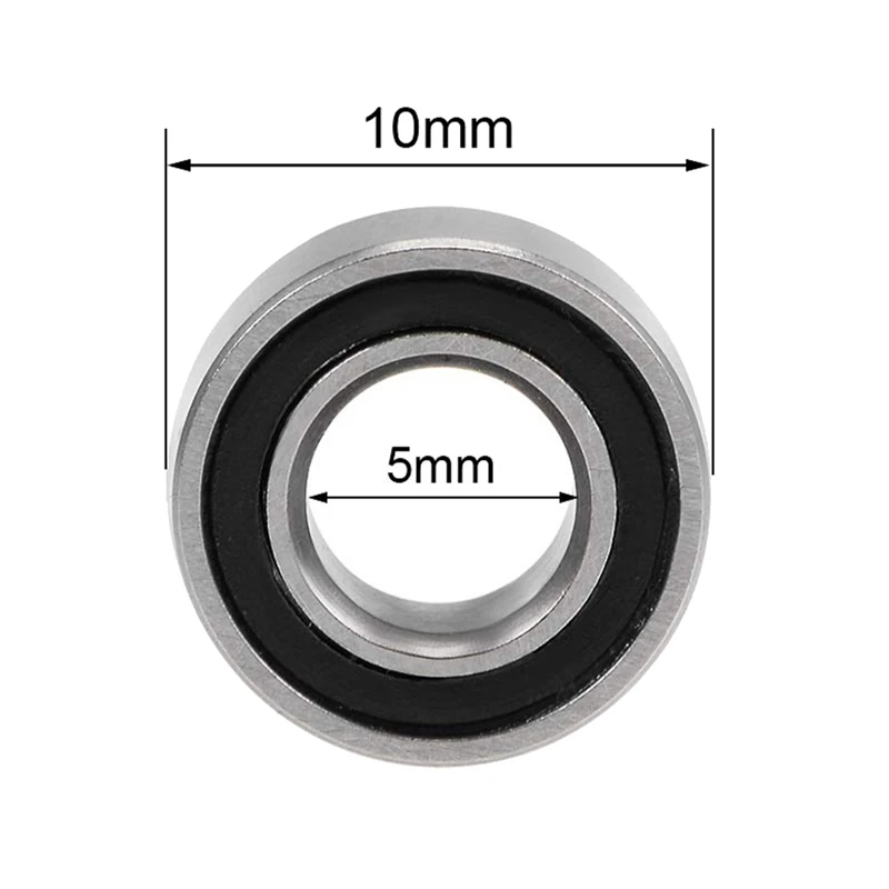 40PCS MR105-2RS 5X10x4mm Ball Bearing Steel Double-Shielded Miniature Ball Bearings,Black image 5