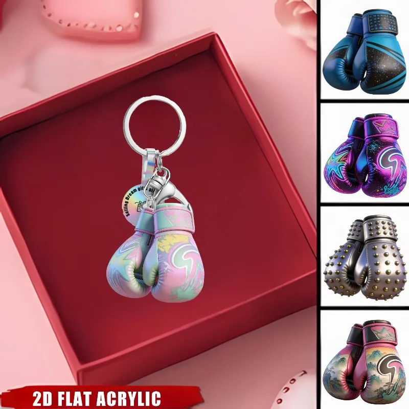 Boxing Gloves Keychain 5/10pcs 2D Acrylic Sporty Pendant Gym Bag Decor Backpacks Accessory Party Favors Gifts for Friend Holiday