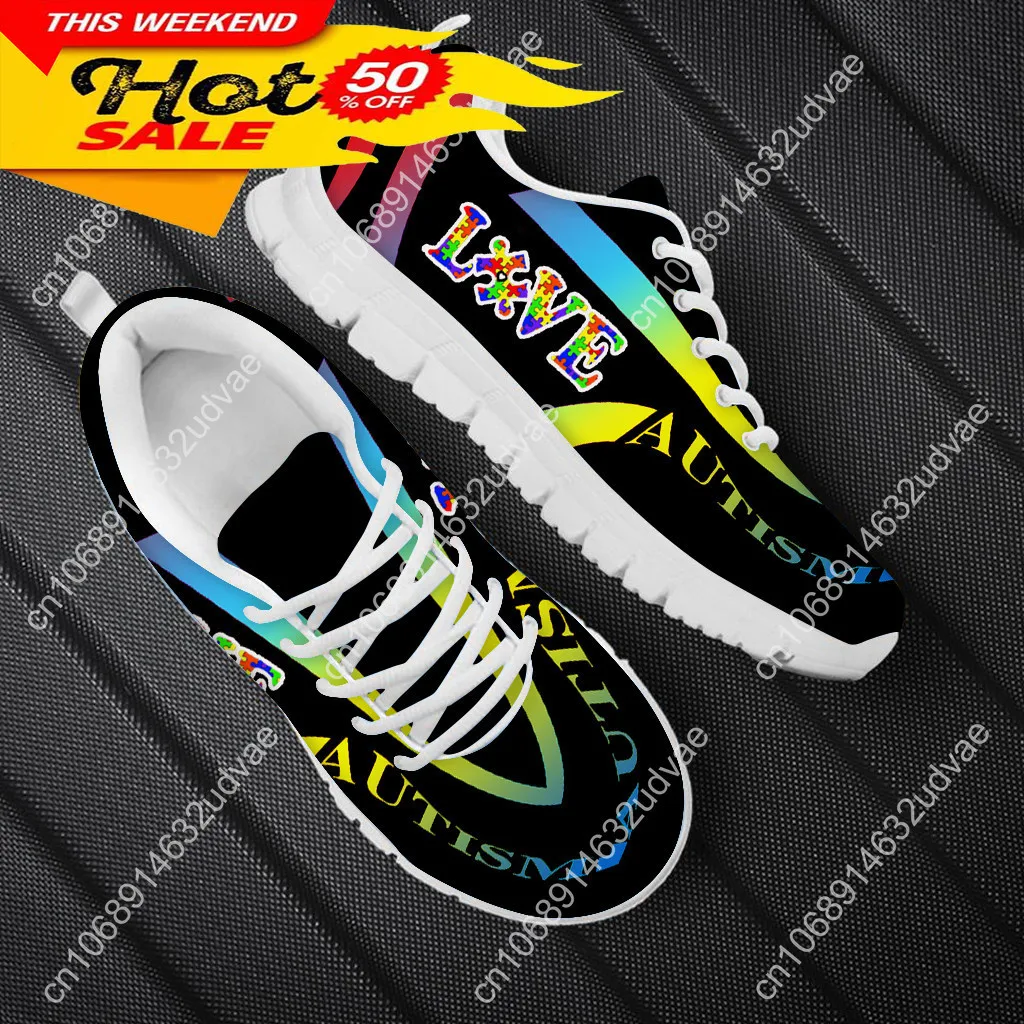 Woman Flats Shoes Autism Awareness Design For Girls Personalized Walking Shoes Female Wear-resistant Sport Sneakers