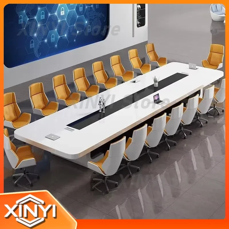 Painted Conference Long Workbench Simple Modern Office Desk and Chair Set for Training Reception Negotiation Meeting Room