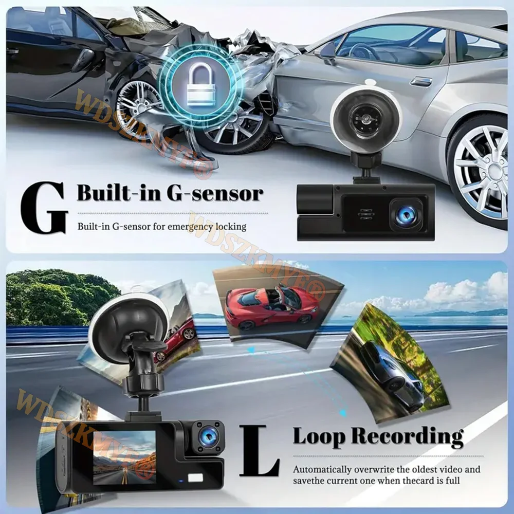 3 عدسة داش كام للسيارات 1080P 2 "مسجل فيديو رقمي للسيارات كاميرا الرؤية الخلفية الأمامية للمركبة للرؤية الليلية الصندوق الأسود ملحقات السيارة #6