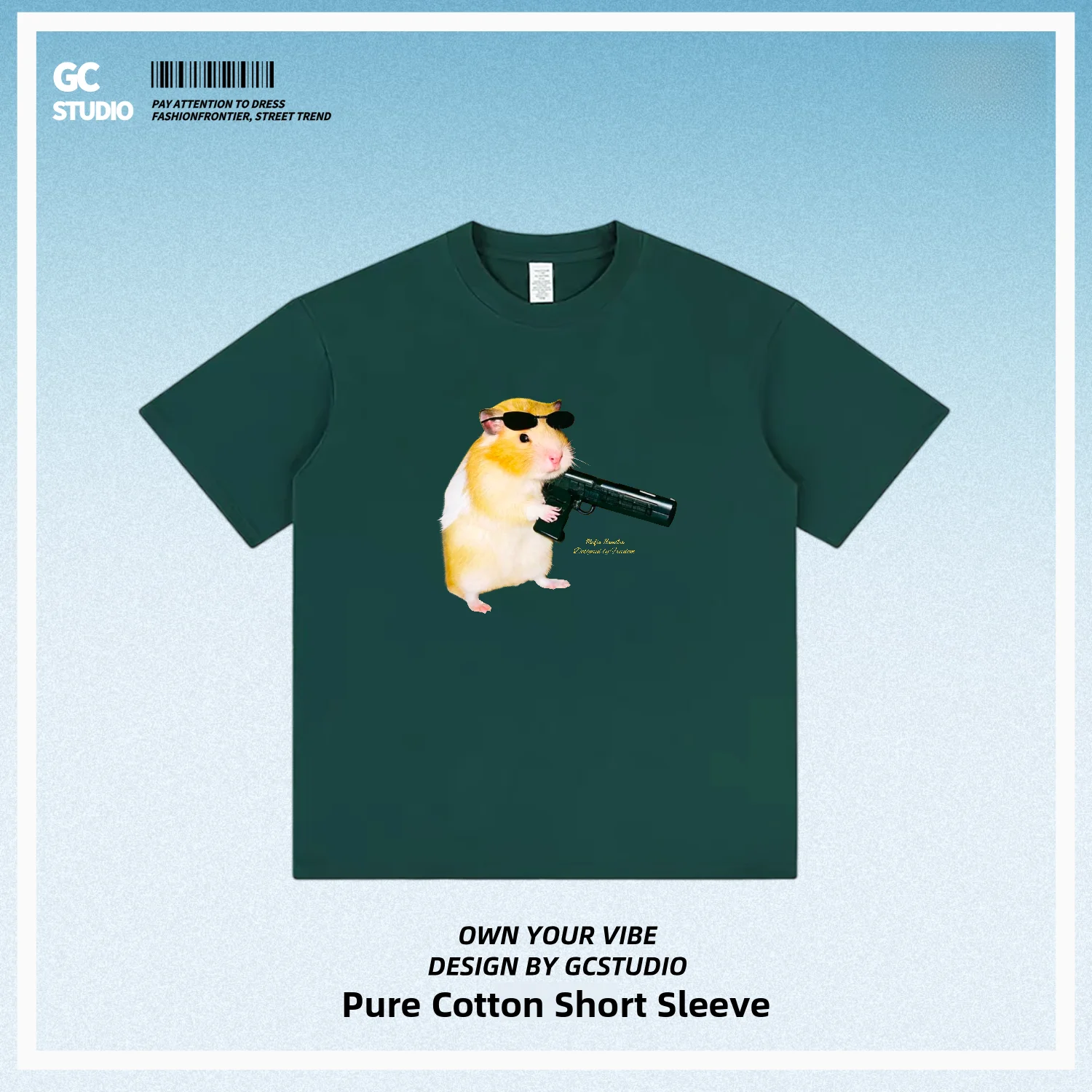 Unisex Loose Fit Cotton T-Shirt Black Gang Hamster Meme Print Short Sleeve Breathable Summer Top for Men And Women