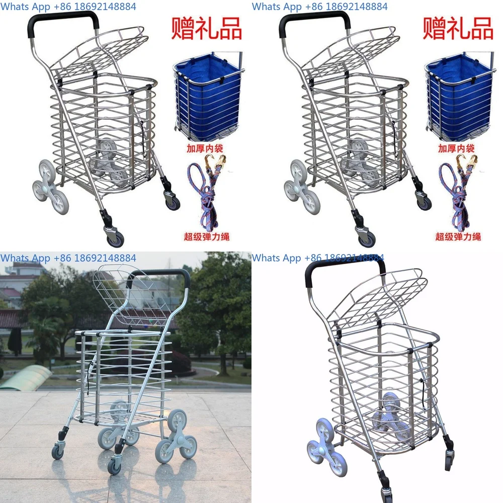 

Large Folding Shopping Cart with Cover Portable Pull Cart for Grocery Shopping Household Use Mobility Aid Utility Cart
