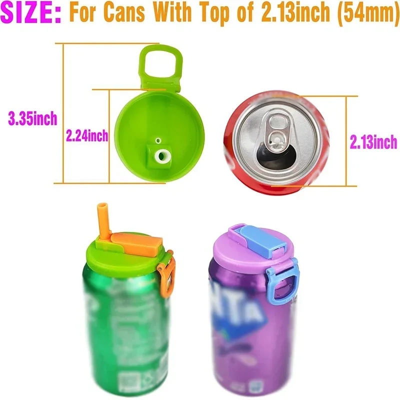 Travel Soda Lid Reusable Silicone Soda Lids With Straws Bpa-free Covers For Standard Beverage Cans Jar Lid Picnics Travel