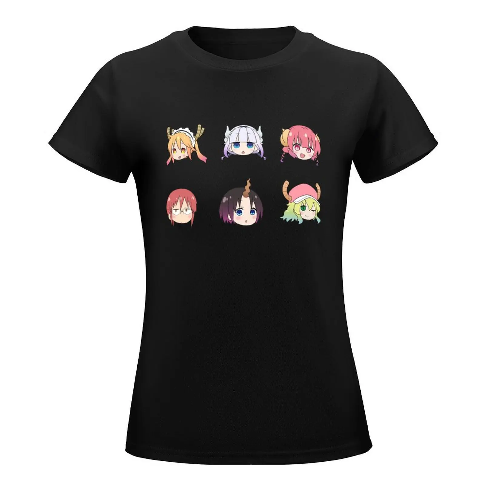 Miss Kobayashi's Dragon Maid Chibi Heads T-Shirt graphics vintage clothes sports fans T-shirt Women