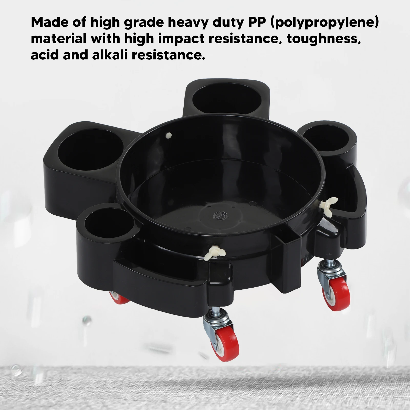 Bucket Dolly Rolling Bucket Dolly Black Multifunctional Rolling Dolly for Car Detailing Wash with 5 Heavy Duty  Casters