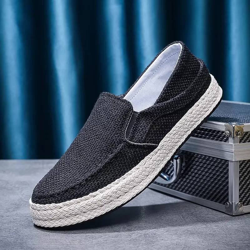 Man's Canvas Shoes Summer Lightweight Breathable Men Flats Shoes Loafers Lazy Linen Cloth Casual Walking Footwear Zapatos Hombre