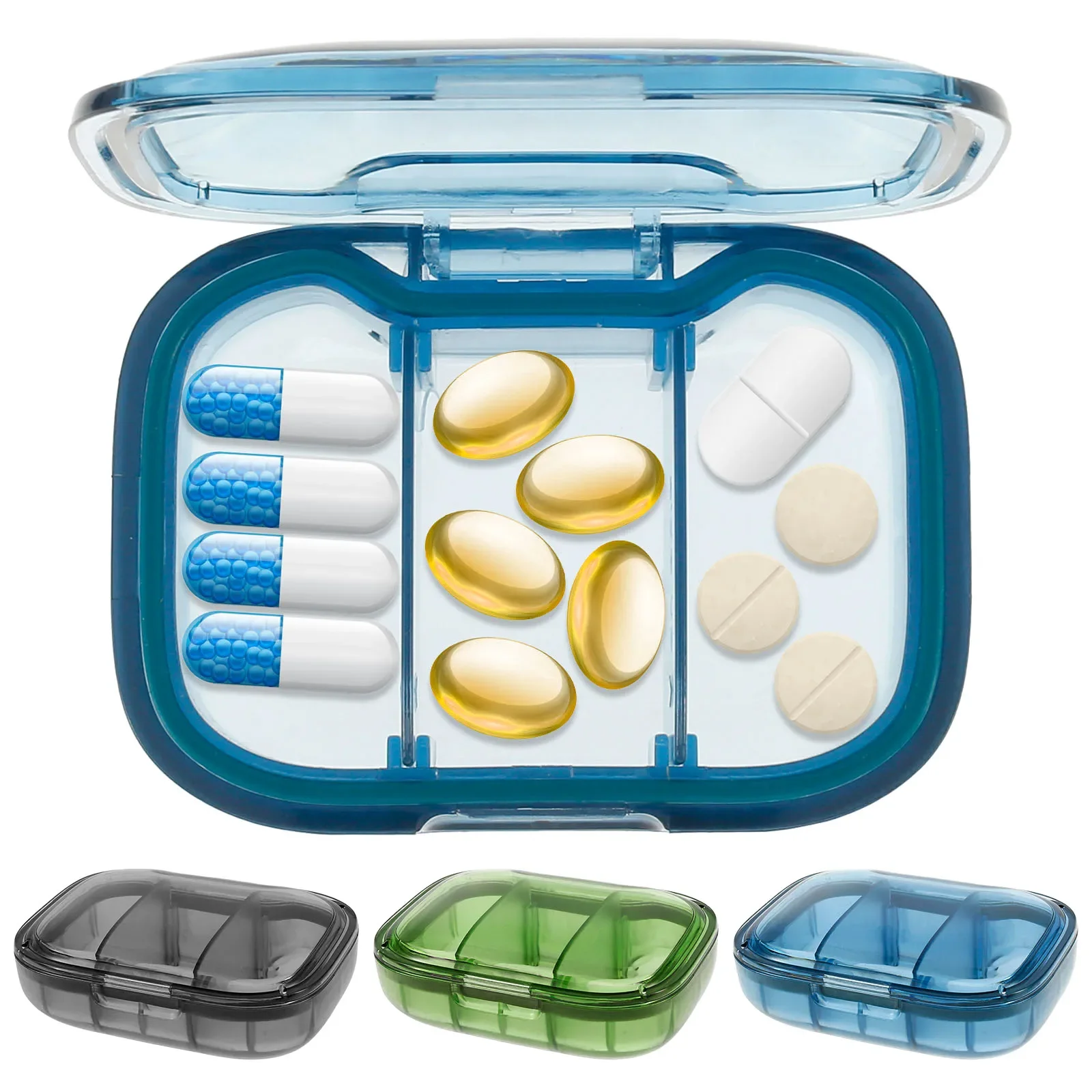 

3PCS/Set 3 Compartment Pill Box Moisture Proof Pill Case Sealing Strip Fit 2-4 Days Travel Pill Organizer Travel Pill Container