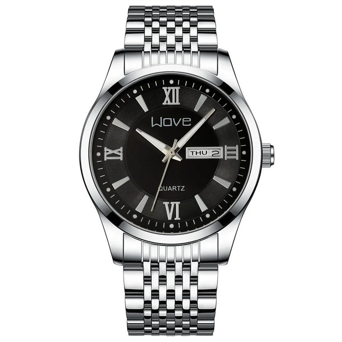 Men's Watch High End Calendar Luminous Steel Wristband Fashion Trend Classic Business Quartz Watch Clock Gift