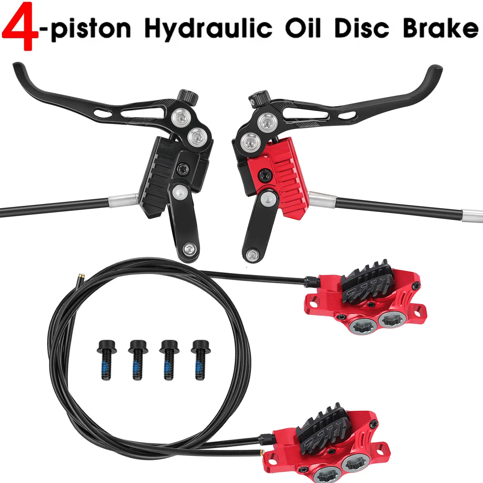 4 piston bicycle hydraulic brakes MTB Disc Brake Set with Brake Lever Calipers for Full Internal Cable routing mountain bike