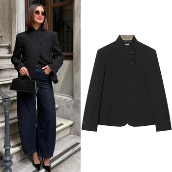 Women Elegant Button Blazer Coat