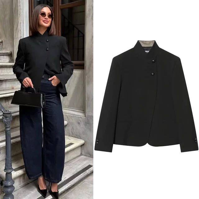 Women Elegant Button Blazer Coat
