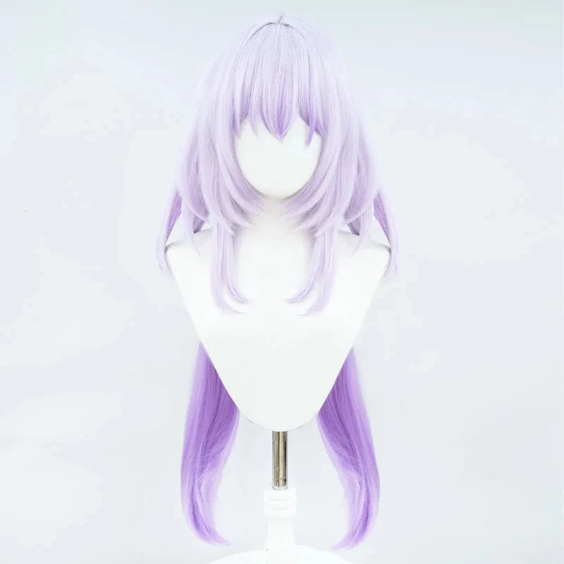 CyGame Honkai: ستار السكك الحديدية الخروع شعر مستعار تأثيري الخروع تأثيري شعر طويل 100 سنتيمتر شعر مستعار التدرج الأرجواني لعب الأدوار شعر مستعار ل Hallowmas