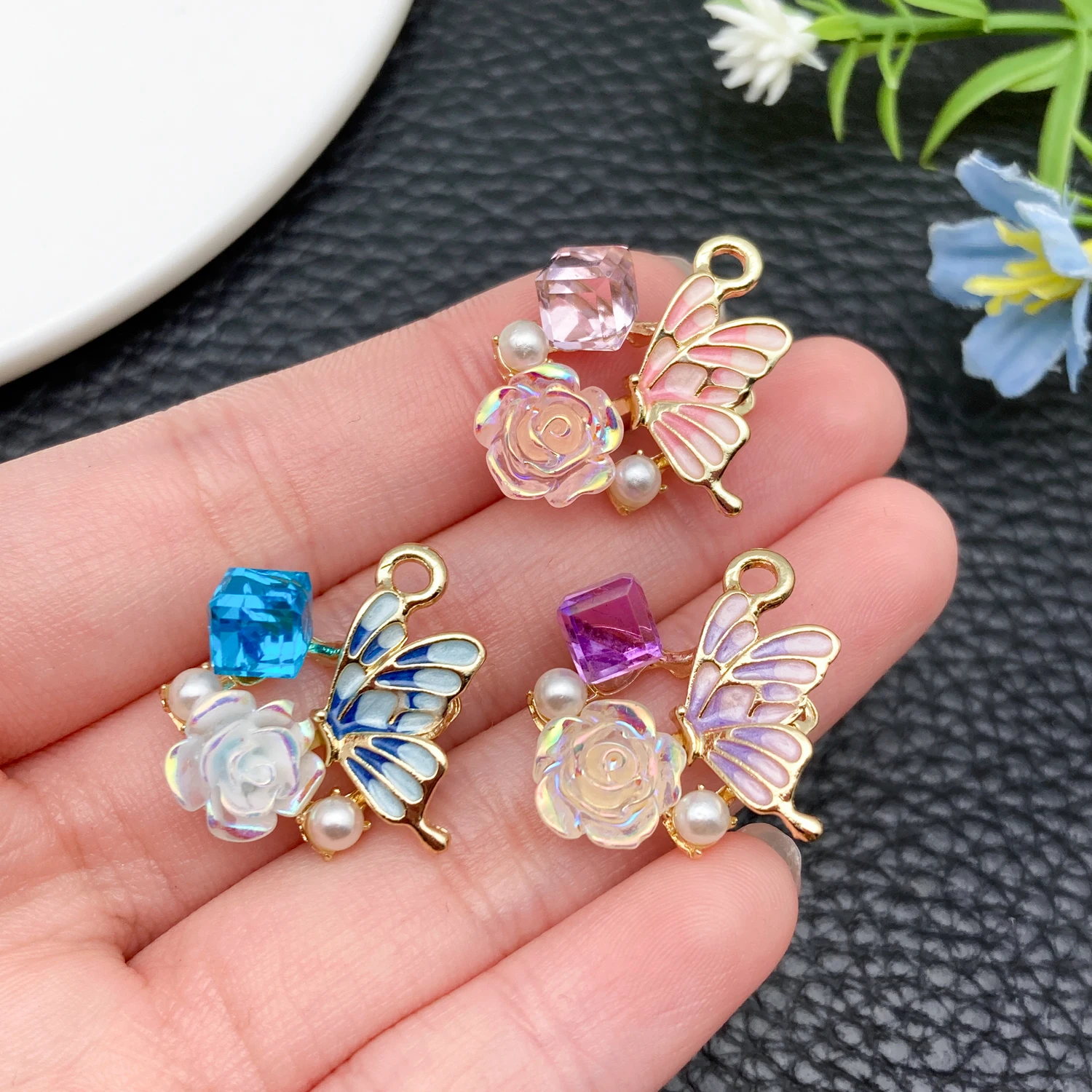 2/6개 소형 럭셔리 스타일 진주 나비 합금 다이아몬드 - Butterfly Pendant Necklace 리뷰 및 가격