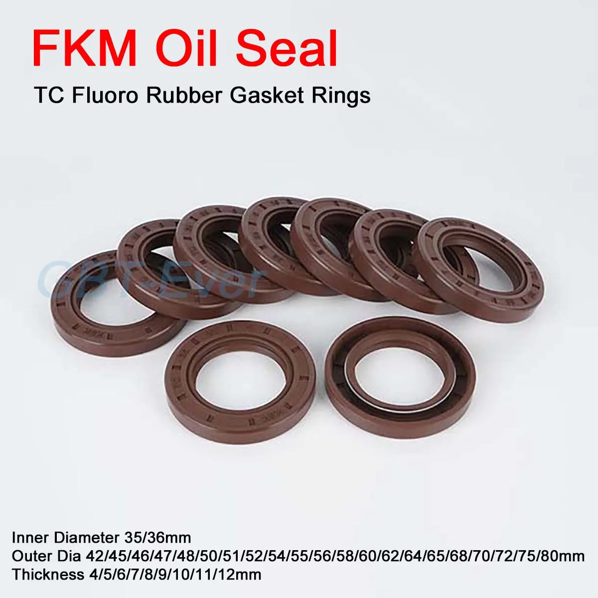 

1Pcs FKM Framework Oil Seal ID 35mm/36mm OD 42-80mm THK 4-12mm TC Fluoro Rubber Gasket Rings Cover Double Lip with Spring