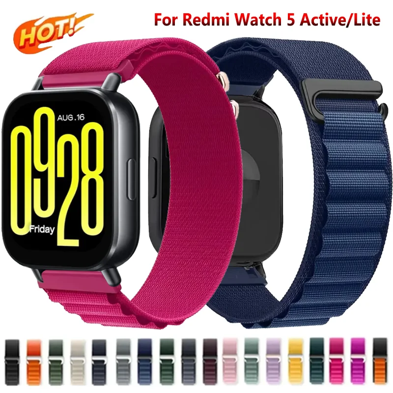 20/22mm Alpine Nylon Loop Strap For Redmi Watch 5 Active/Lite Sports Durable Bracelet For Amazfit Active 3-2-Max/Balance 2/Bip 6