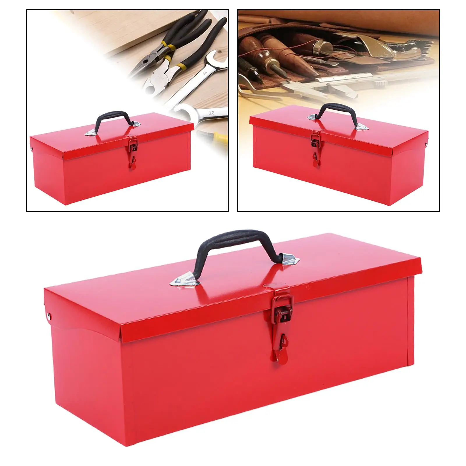 Tool Case Tool Chest Easy Access Hardware Storage Non Slip Handle Iron Tool Box Empty Tool Box for Workshops Electrician Garages