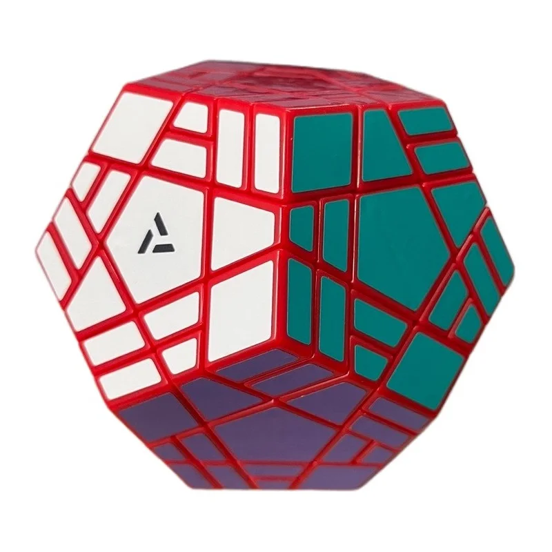 Aj split megaminx edição limitada cubo mágico 5x5 dodecaedro twisty quebra-cabeça cubo mágico cubo vermelho inteligência brinquedo presente do miúdo