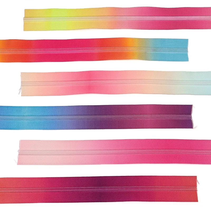 لا. 5 حزمة رمز نايلون ملون 4.5 متر بسحاب 10 رأس سحاب مناسبة للخياطة المنزلية وسحاب بديل DIY