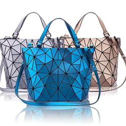 Vrouwelijke Top-Handvat Tas Hologram Frosted Matte Crossbody Tas Hoge Kwaliteit Emmer Zak Geometrische Handtas Bolsa Feminina