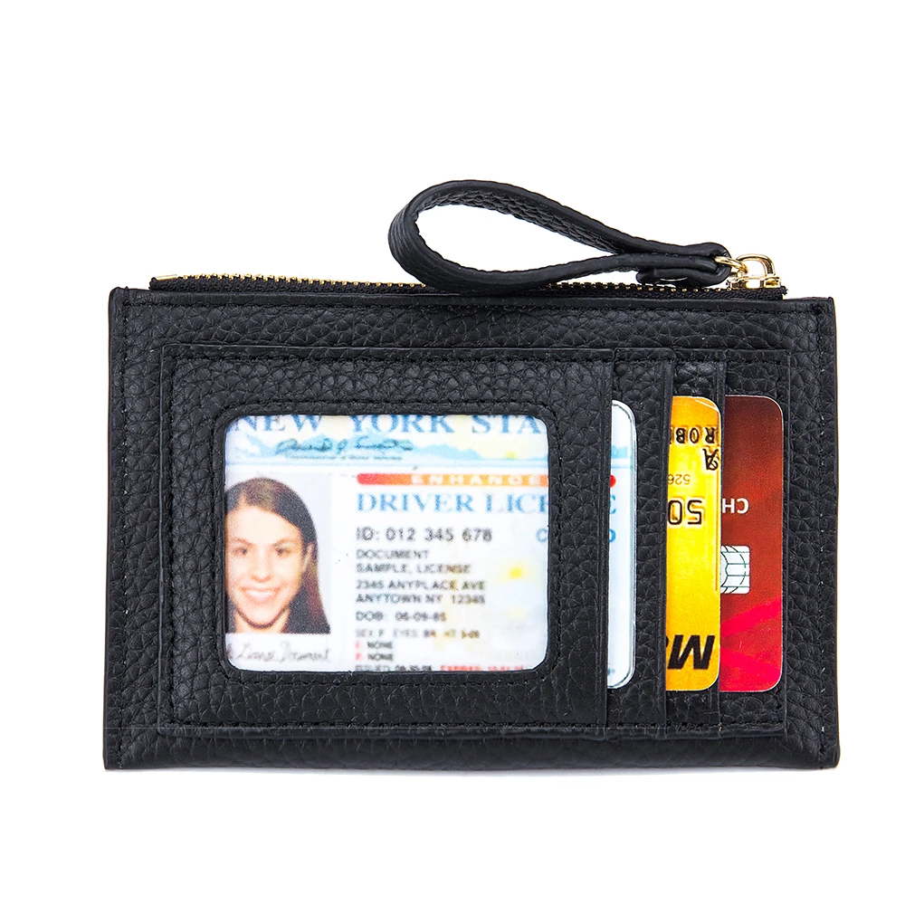 Ultra-thin zero wallet leather mini card driver's license carrying case female multi-function receive more screens card package