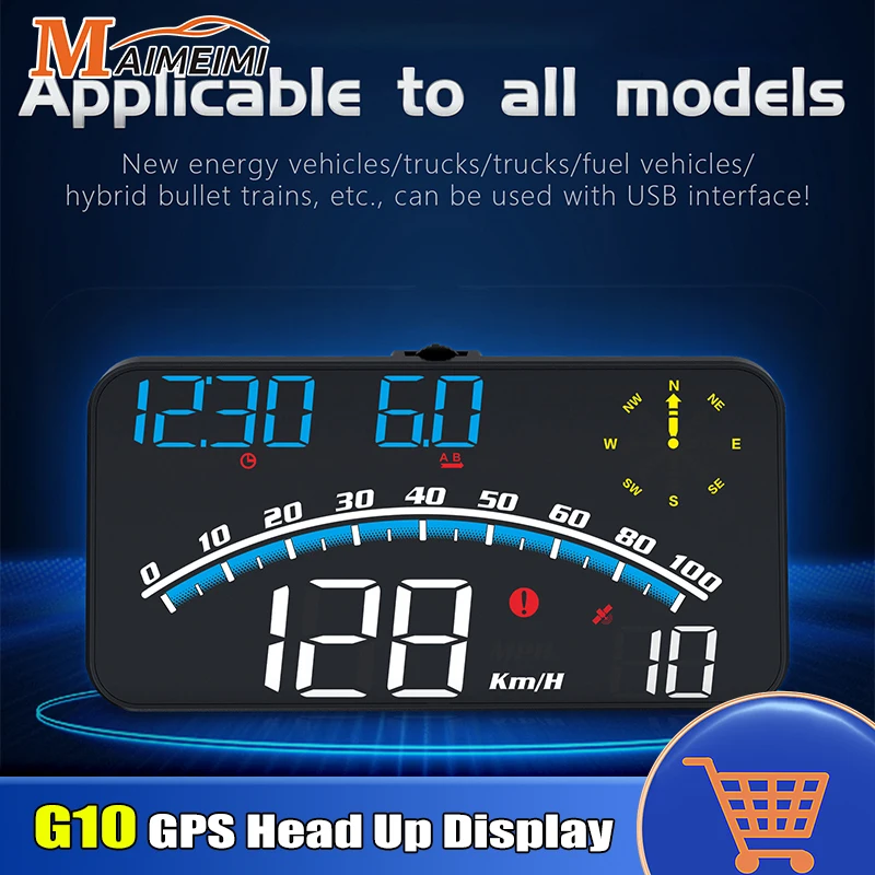 

G10 Car GPS Head Up Display Digital Alarm Overspeed Warning Driving Mileage Universal Speedometer Speed Compass Auto Accessories